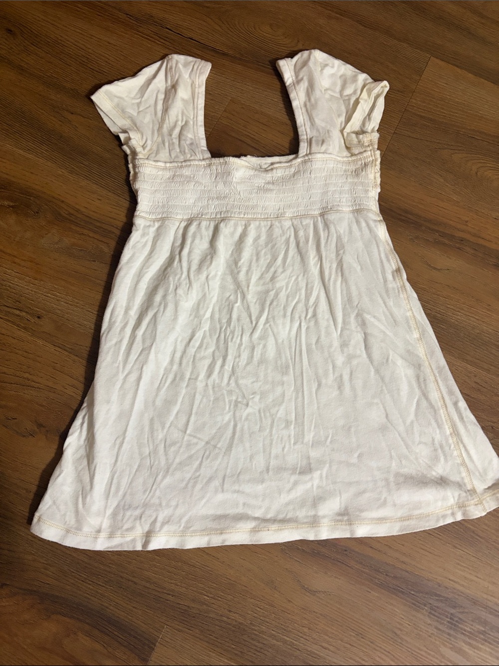 Hollister Cream Smocked Empire Waist Tank Dress with Lace Trim - Picture 3 of 3